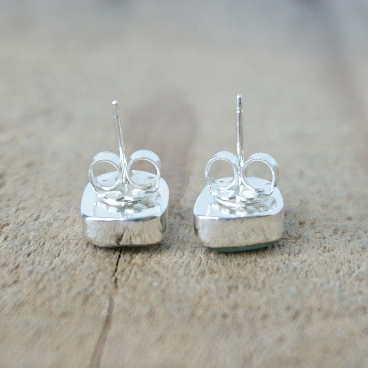 Seafoam Green Sea Glass Stud Earrings
