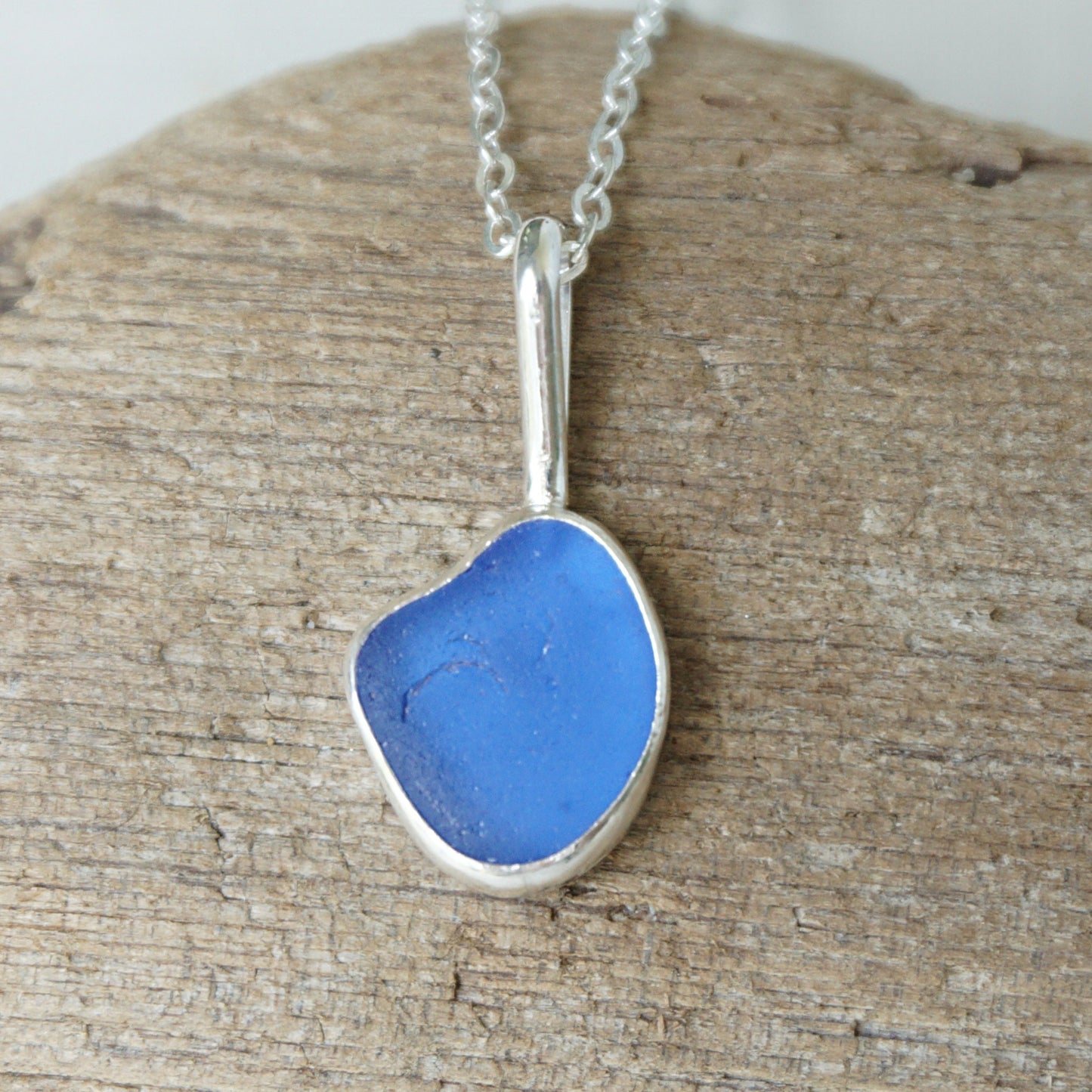 Cornflower Blue Sea Glass Pendant