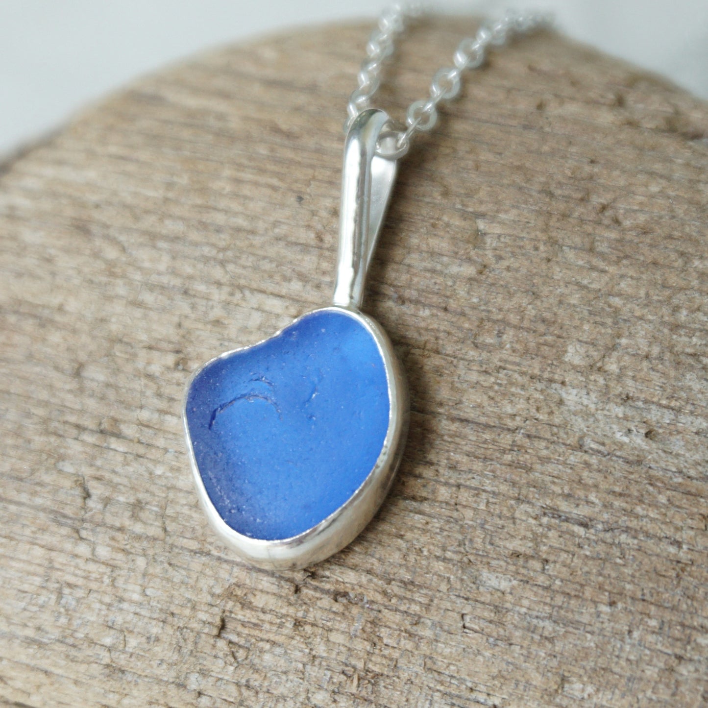Cornflower Blue Sea Glass Pendant