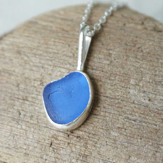Cornflower Blue Sea Glass Pendant