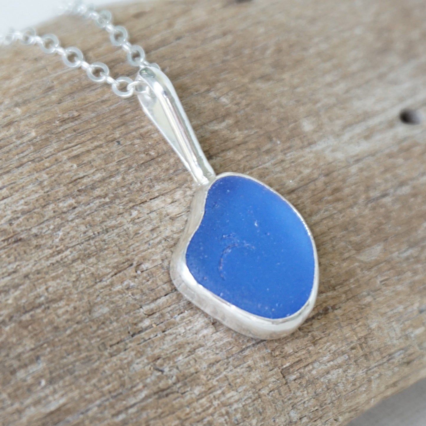 Cornflower Blue Sea Glass Pendant