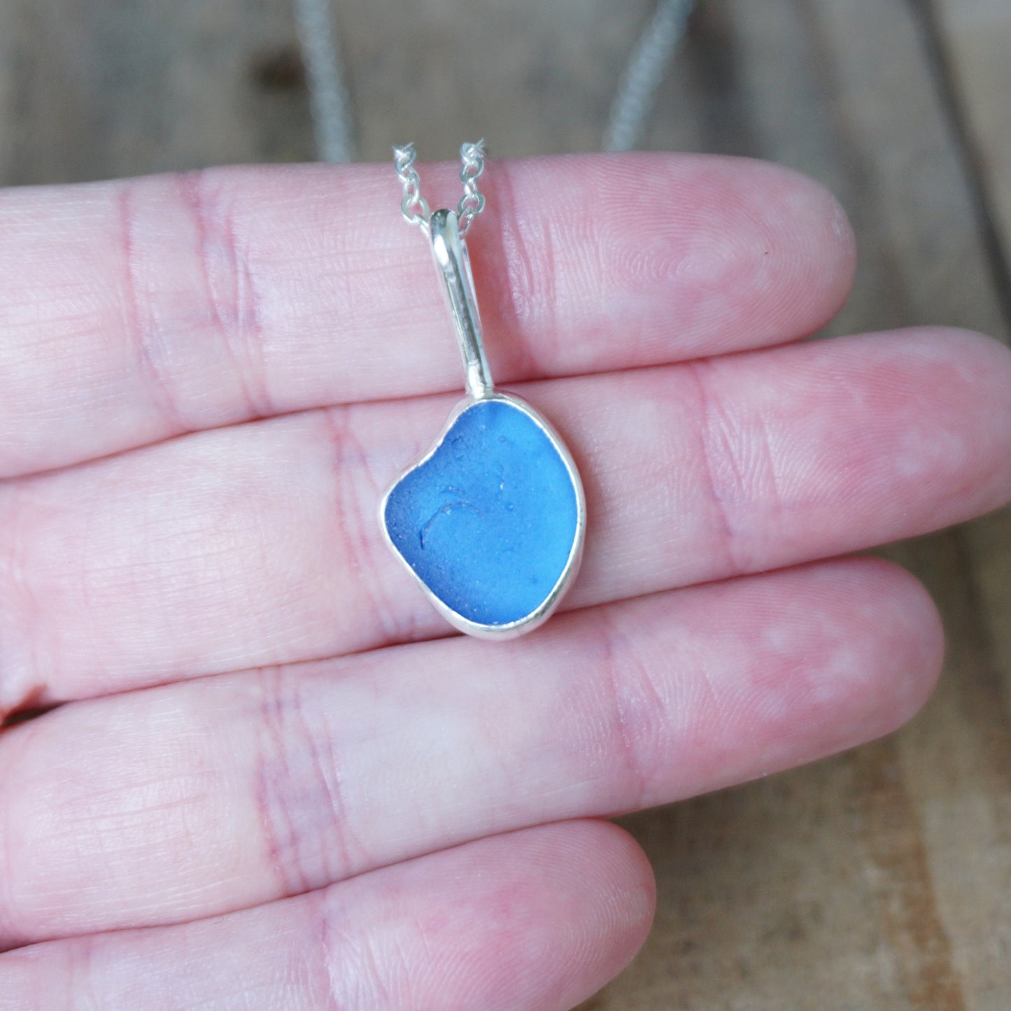 Cornflower Blue Sea Glass Pendant