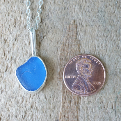 Cornflower Blue Sea Glass Pendant