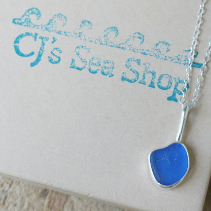 Cornflower Blue Sea Glass Pendant