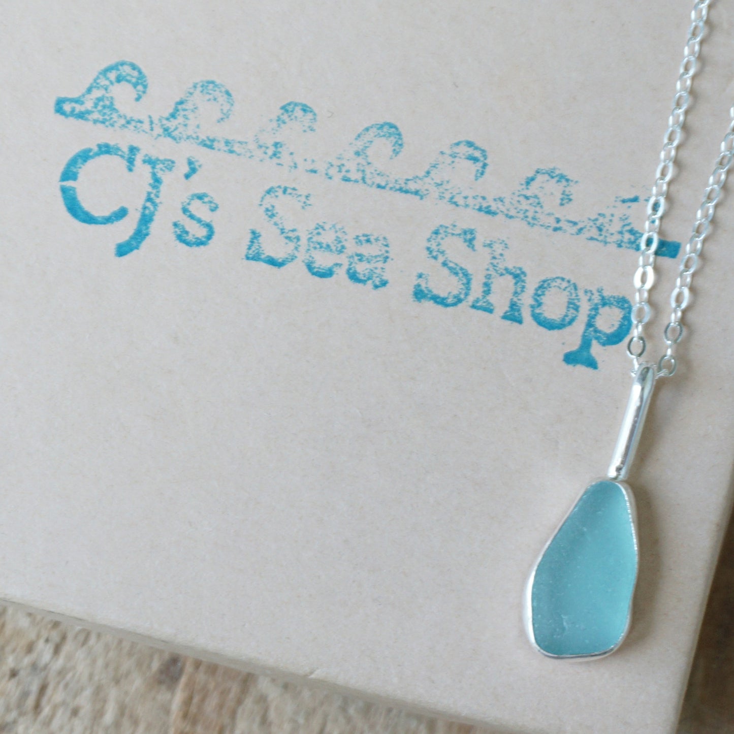 Teal Blue Green Sea Glass Pendant