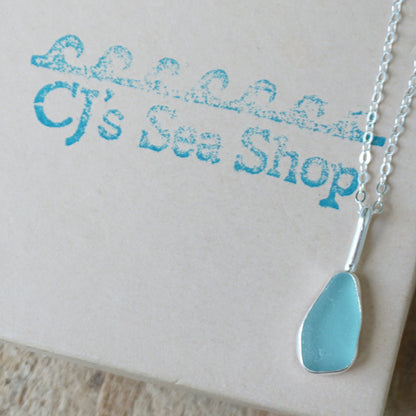 Teal Blue Green Sea Glass Pendant
