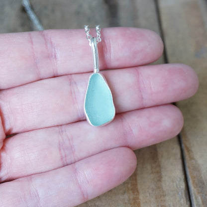 Teal Blue Green Sea Glass Pendant