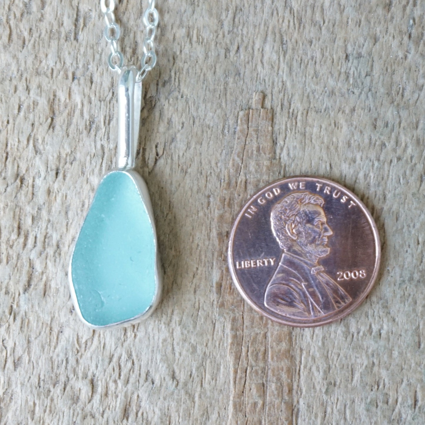 Teal Blue Green Sea Glass Pendant