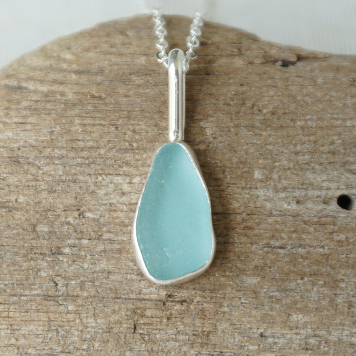 Teal Blue Green Sea Glass Pendant