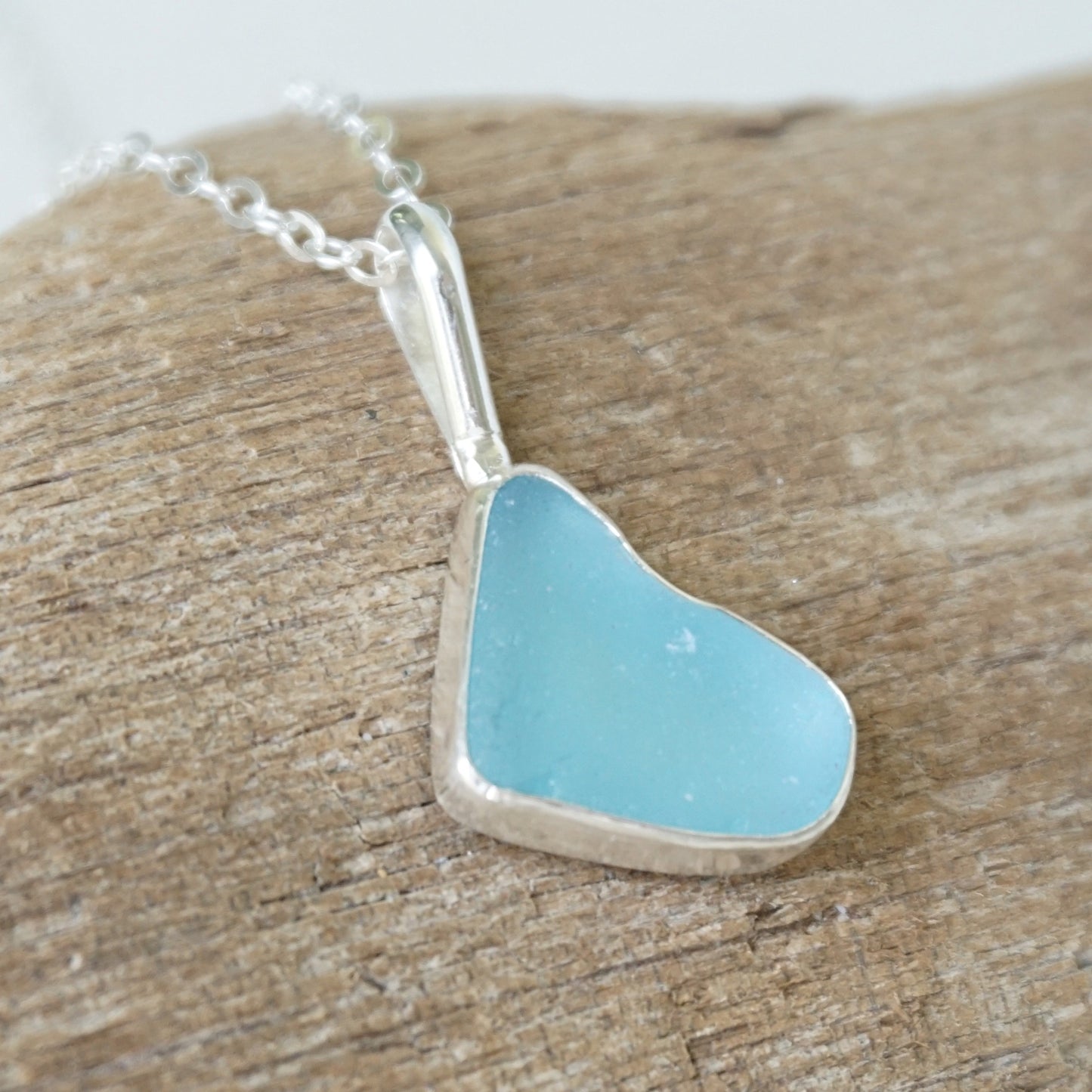 Aqua Blue Sea Glass Pendant