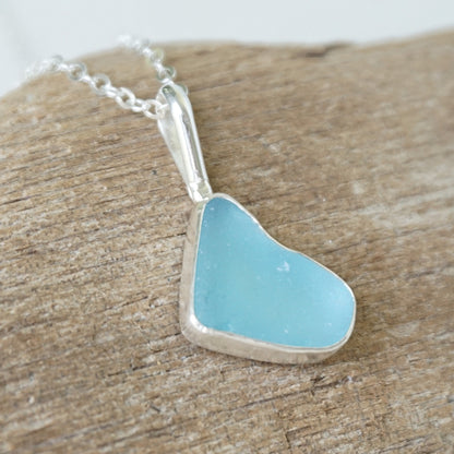 Aqua Blue Sea Glass Pendant