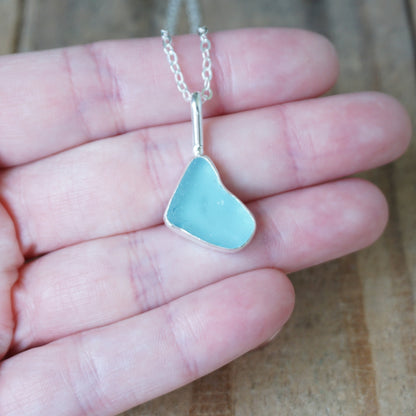 Aqua Blue Sea Glass Pendant