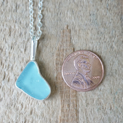 Aqua Blue Sea Glass Pendant