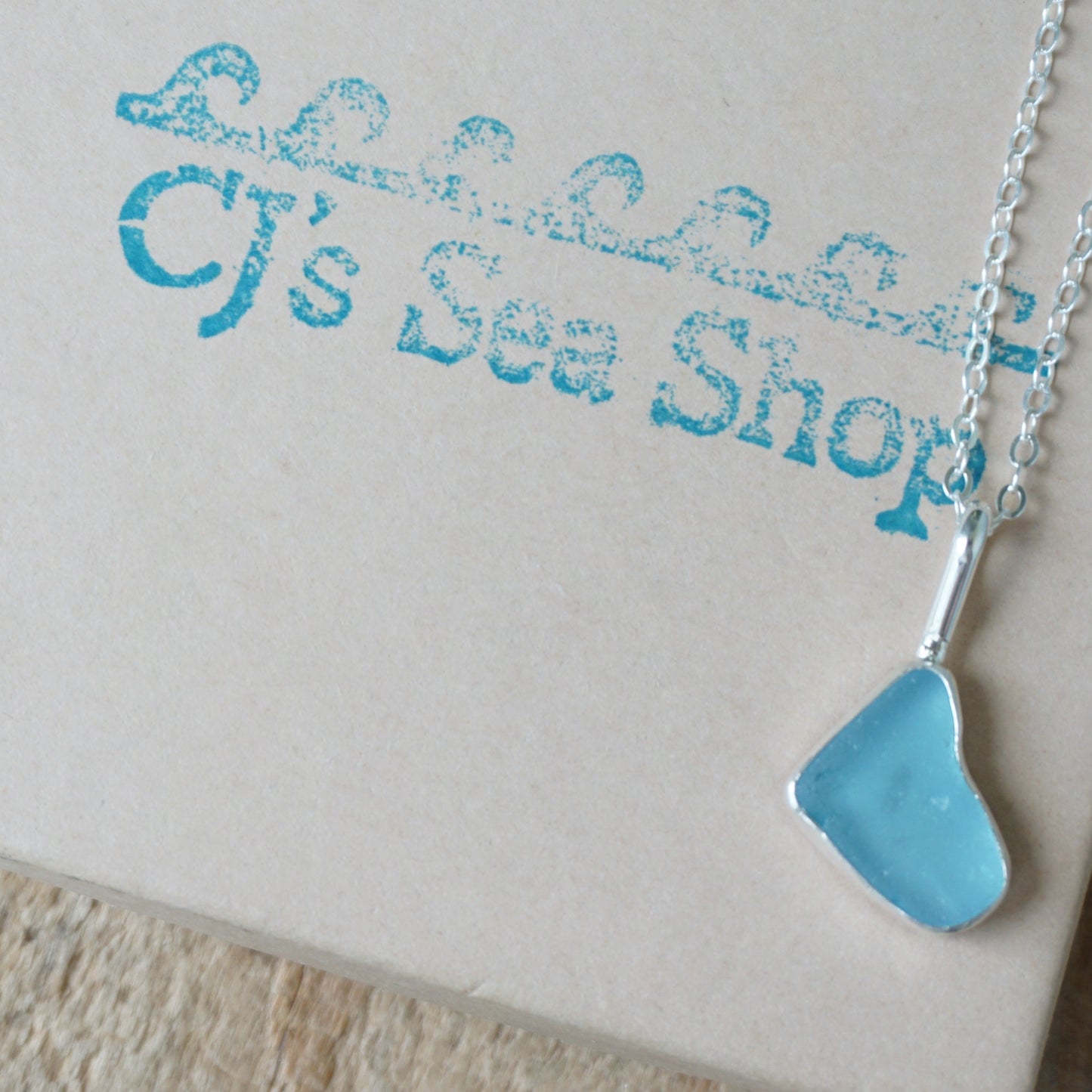 Aqua Blue Sea Glass Pendant