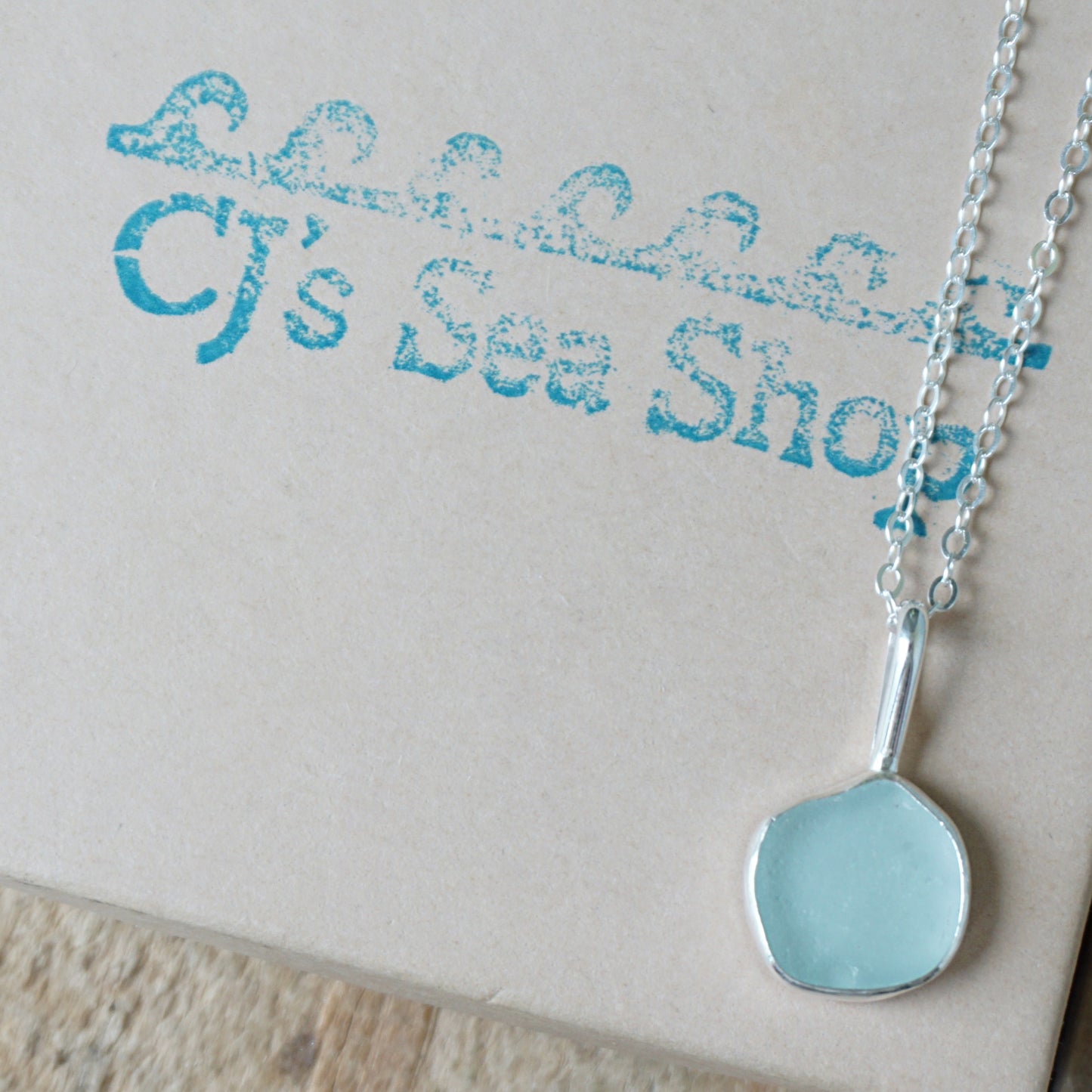 Soft Aqua Blue Sea Glass Pendant
