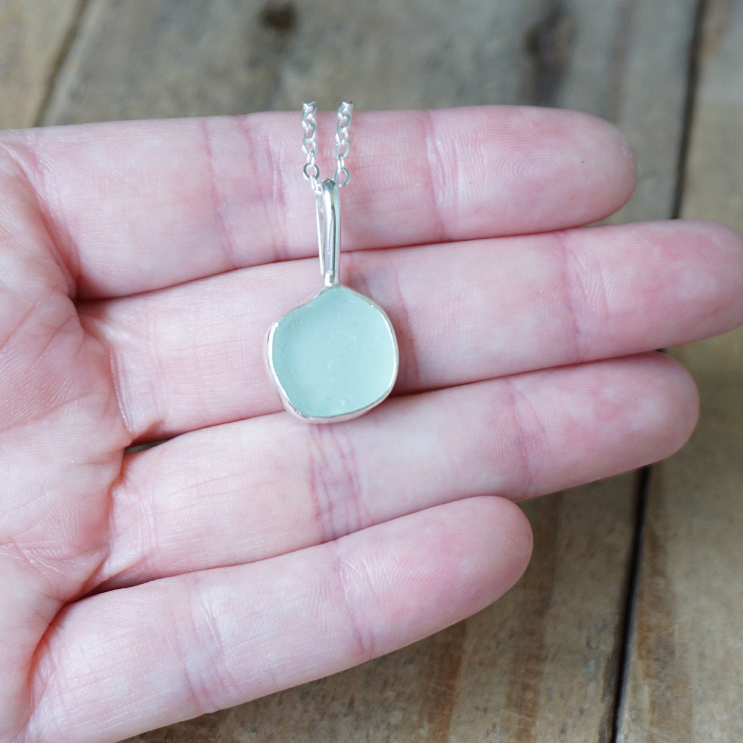 Soft Aqua Blue Sea Glass Pendant