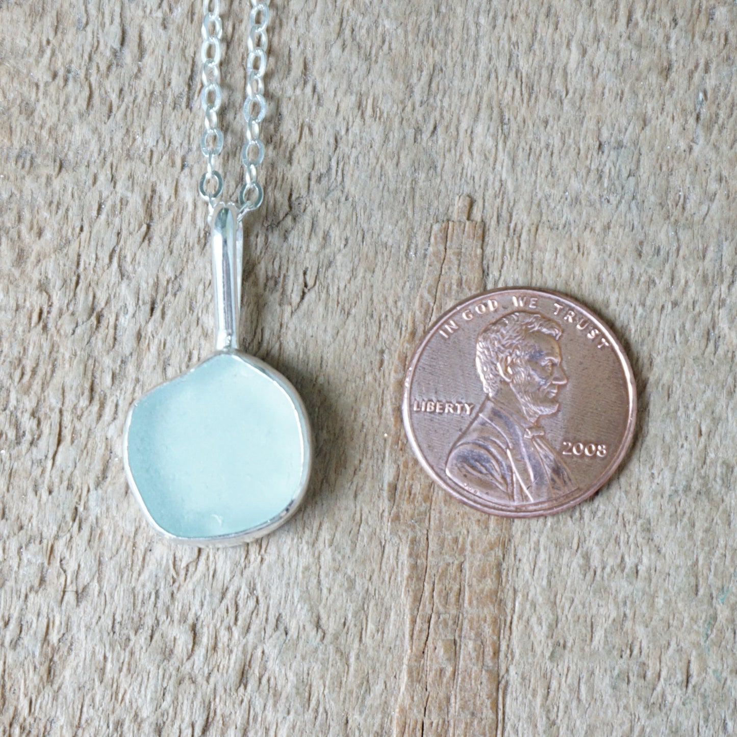 Soft Aqua Blue Sea Glass Pendant