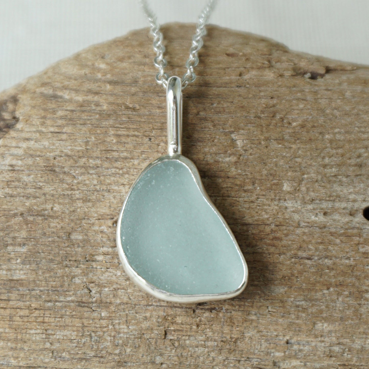 Soft Aqua Blue Sea Glass Pendant