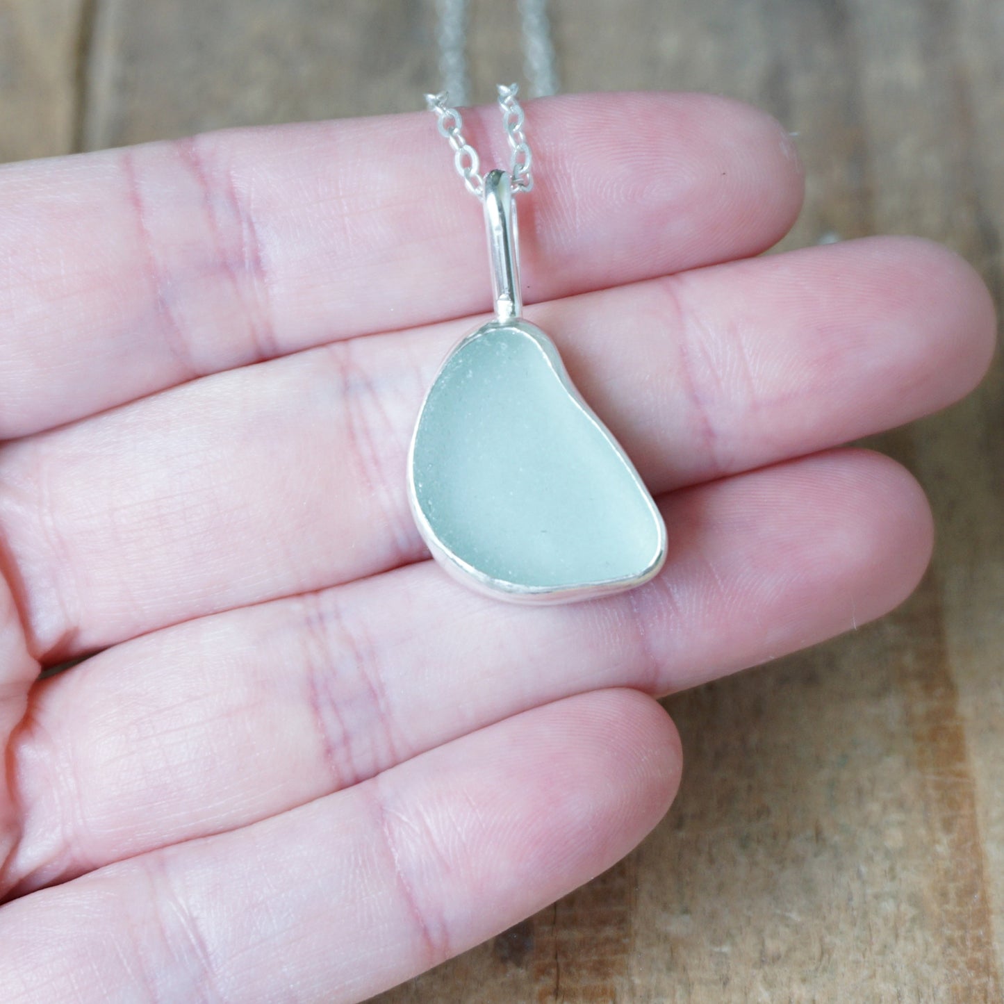 Soft Aqua Blue Sea Glass Pendant
