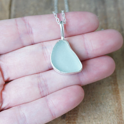 Soft Aqua Blue Sea Glass Pendant