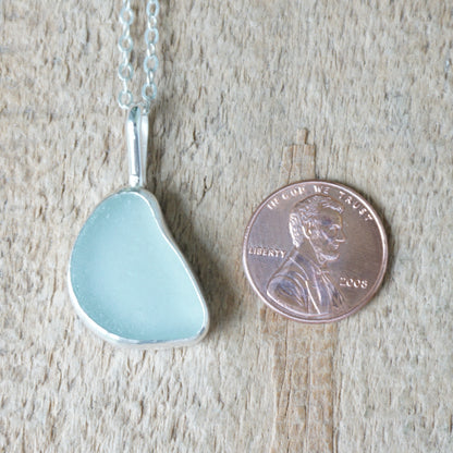 Soft Aqua Blue Sea Glass Pendant