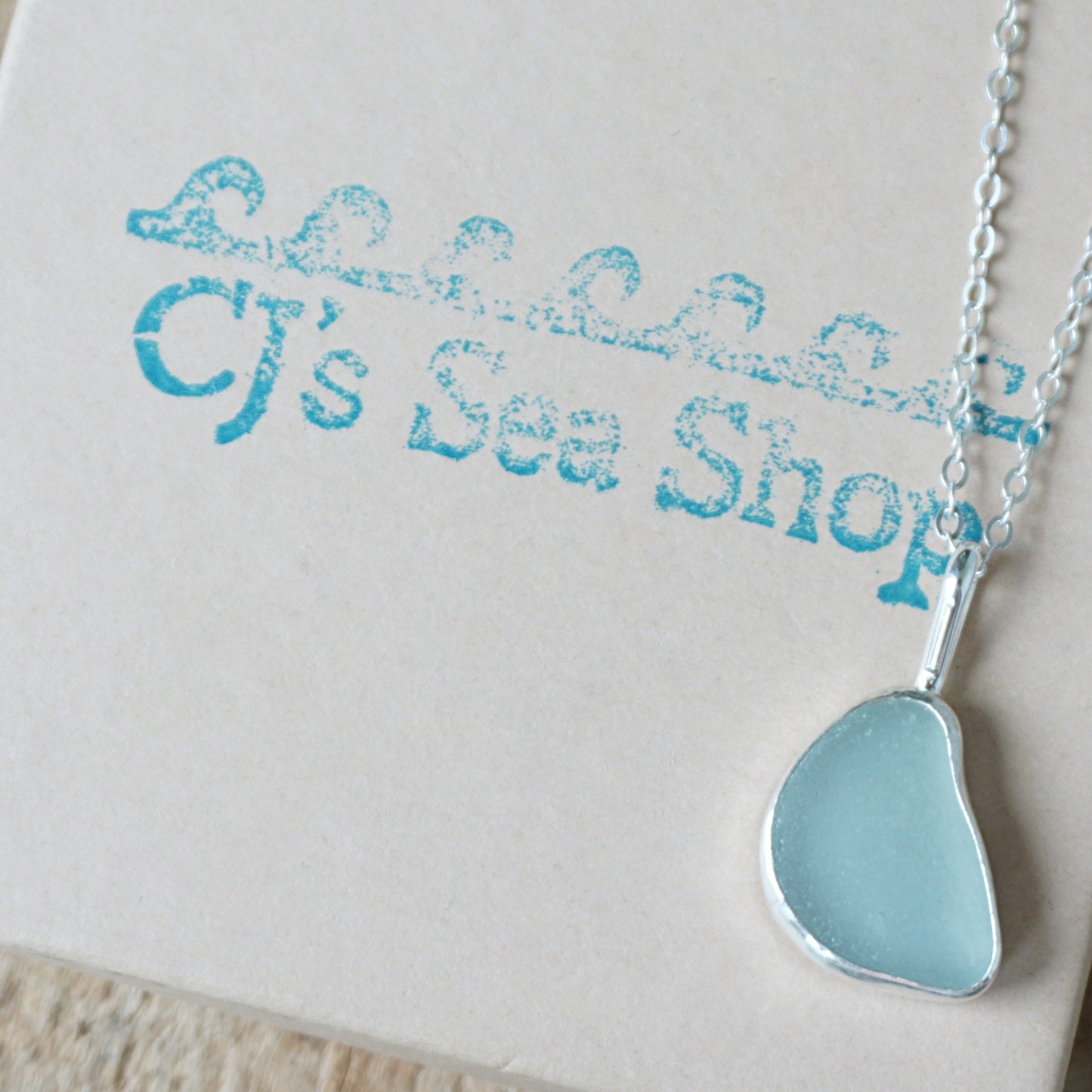 Soft Aqua Blue Sea Glass Pendant