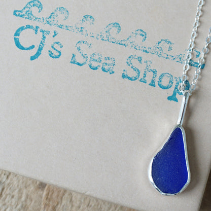 Cobalt Blue Sea Glass Pendant