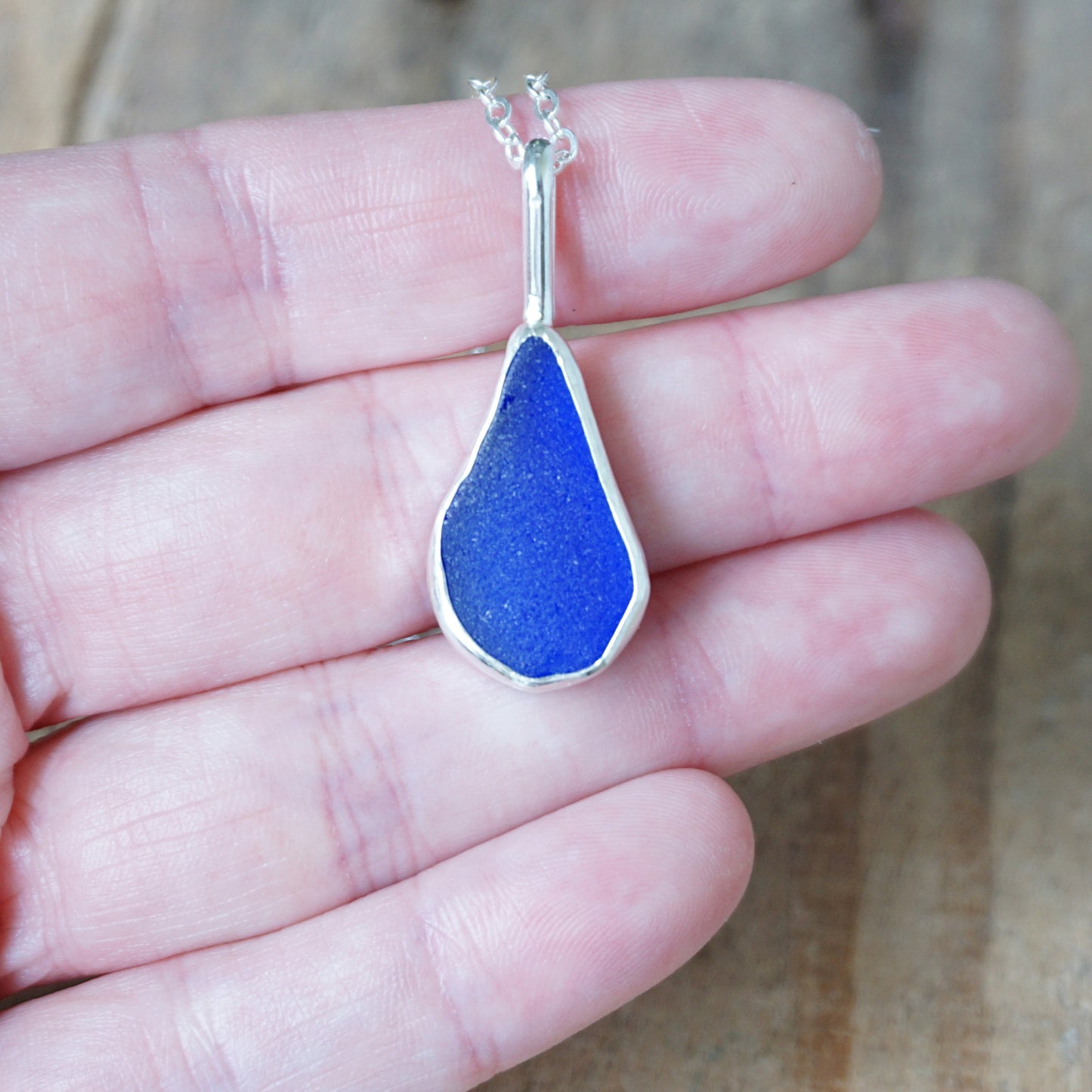 Cobalt Blue Sea Glass Pendant