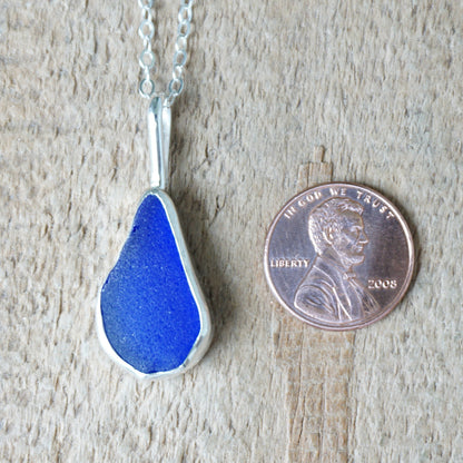 Cobalt Blue Sea Glass Pendant