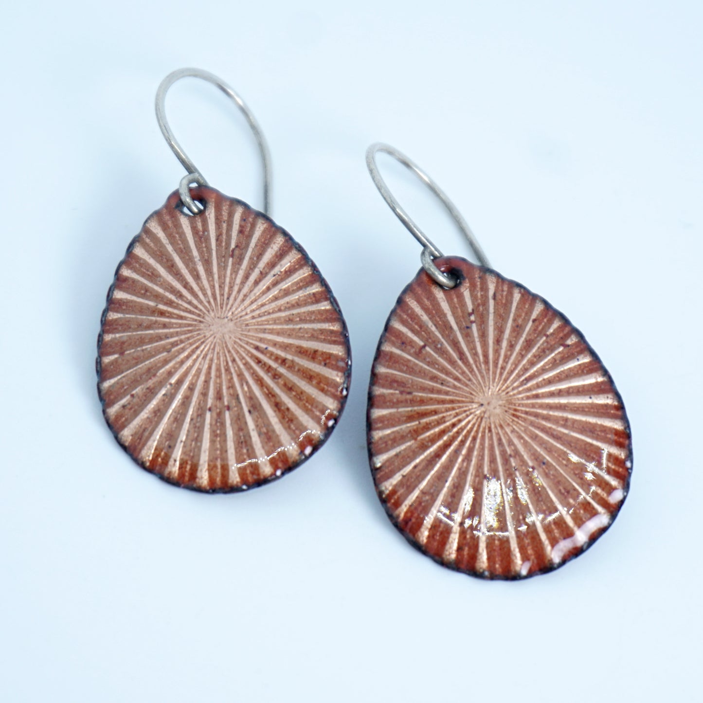 Metallic Bronze Copper Enamel Teardrop Earrings