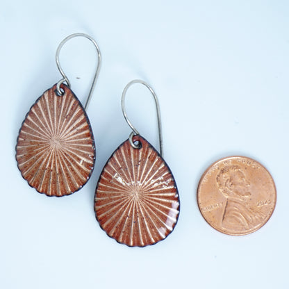Metallic Bronze Copper Enamel Teardrop Earrings