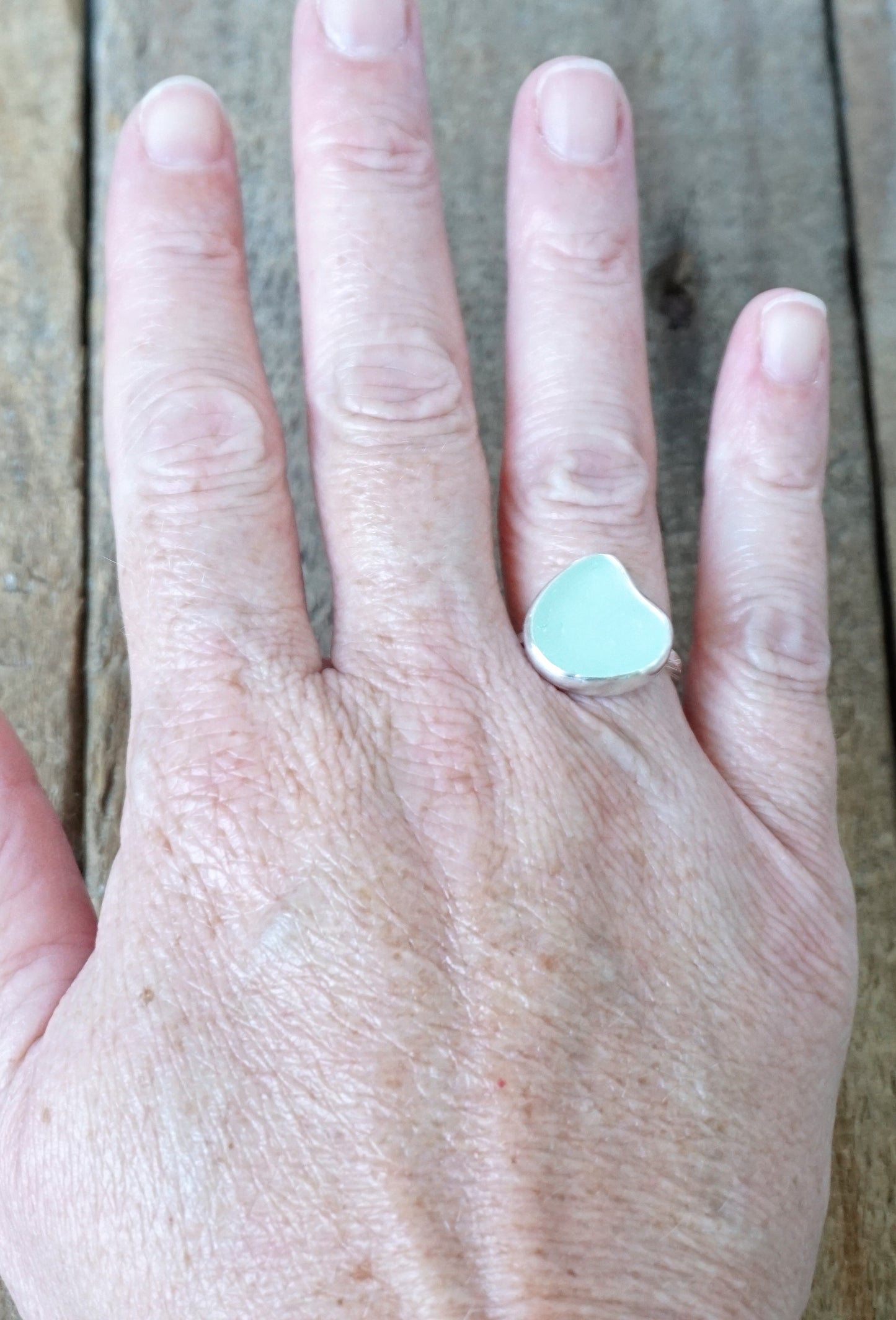 Size 6 Seafoam Green Sea Glass Stacking Ring