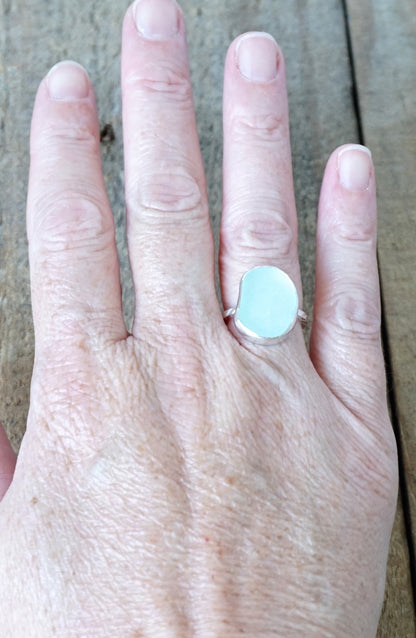 Size 6 Soft Aqua Blue Sea Glass Stacking Ring