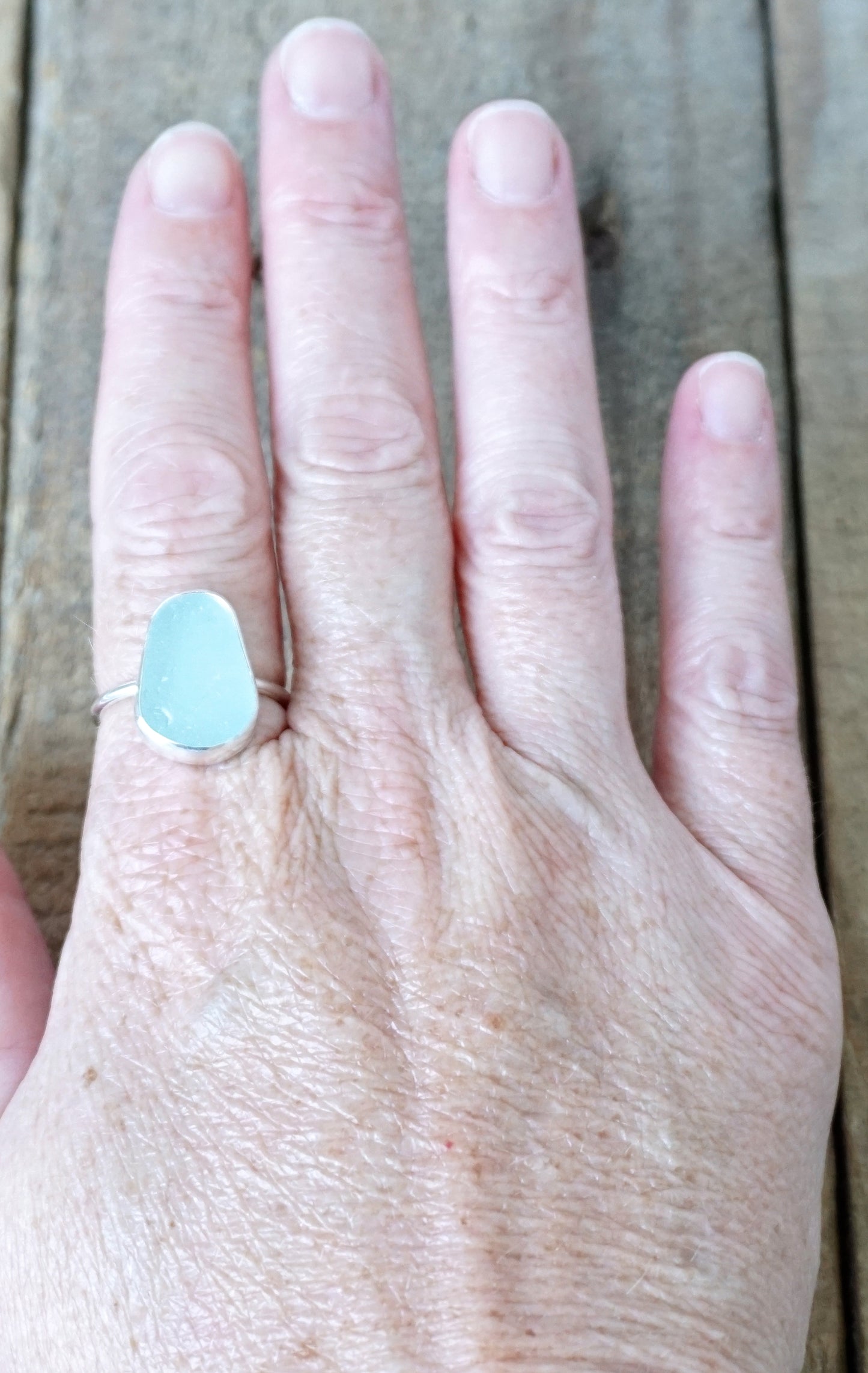 Size 8 3/4 Soft Aqua Blue Sea Glass Stacking Ring