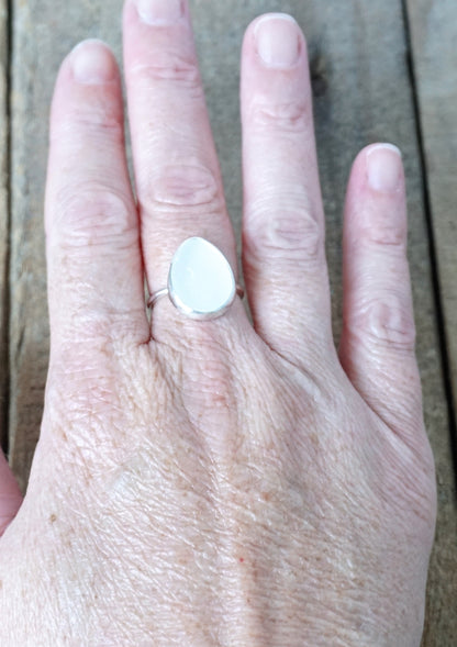 Size 7 Clear Sea Glass Stacking Ring