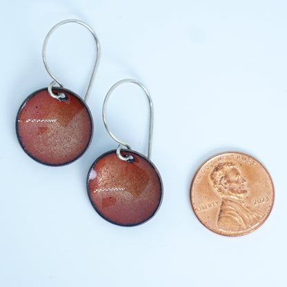 Bronze Enamel Disc Earrings