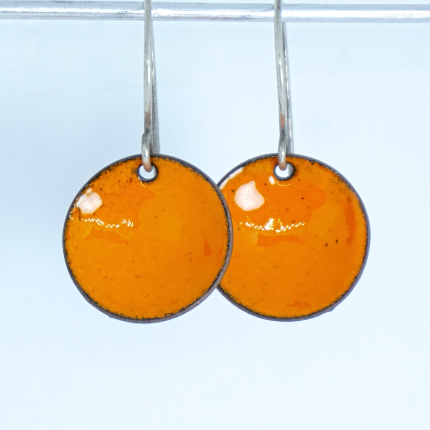 Tangerine Orange Enamel Disc Earrings