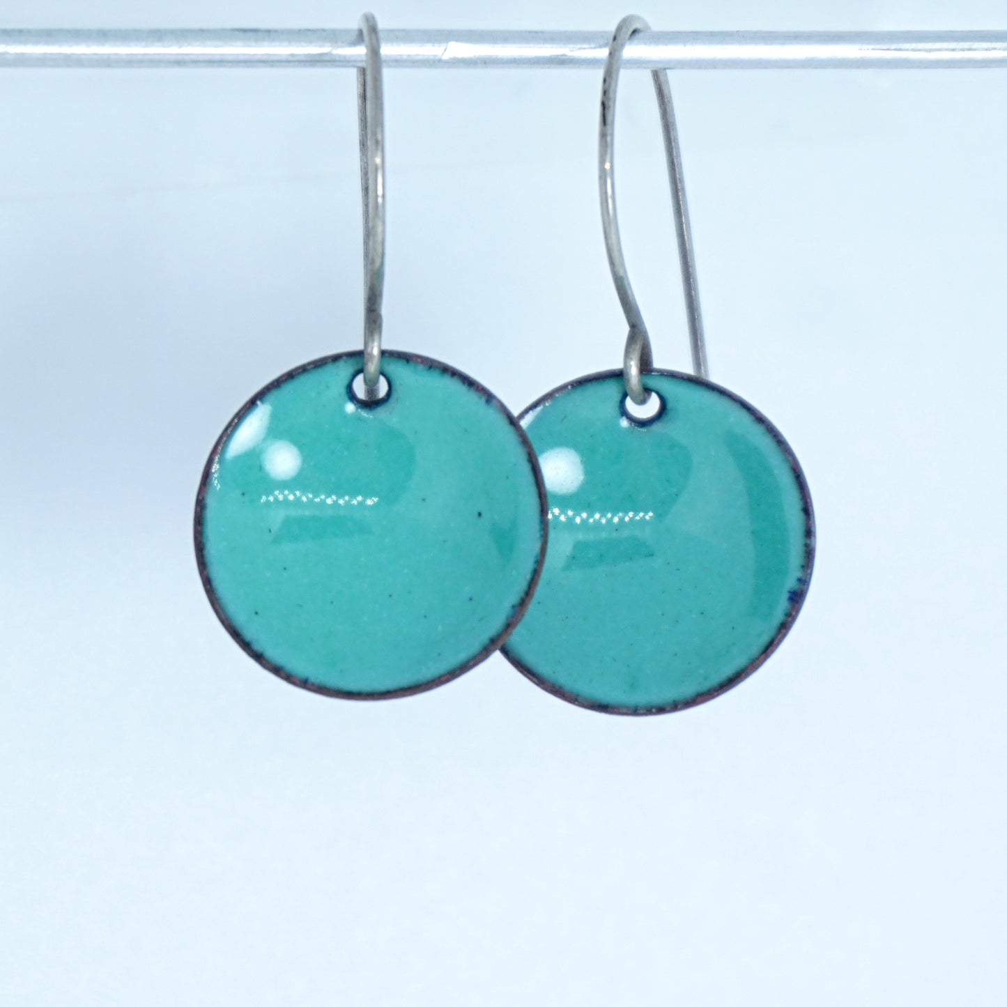 Mint Green Enamel Disc Earrings