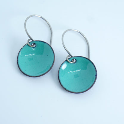 Mint Green Enamel Disc Earrings