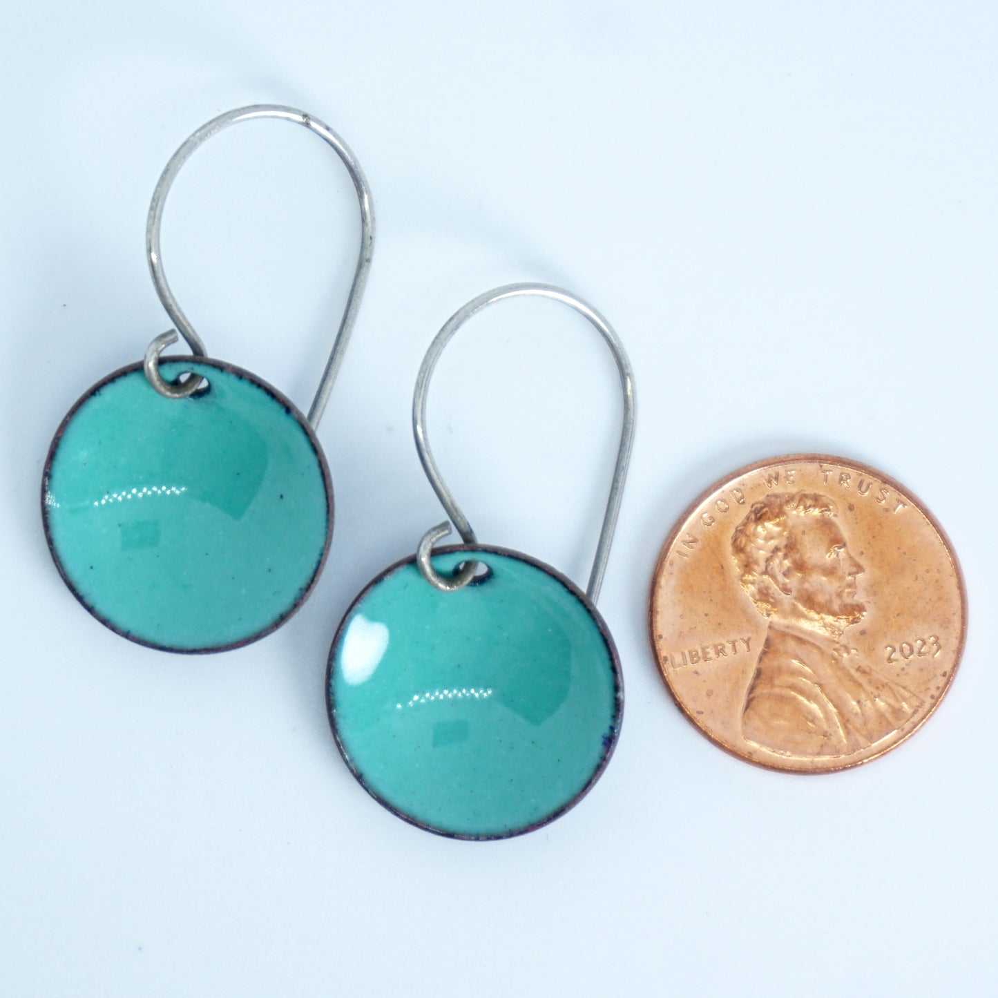 Mint Green Enamel Disc Earrings