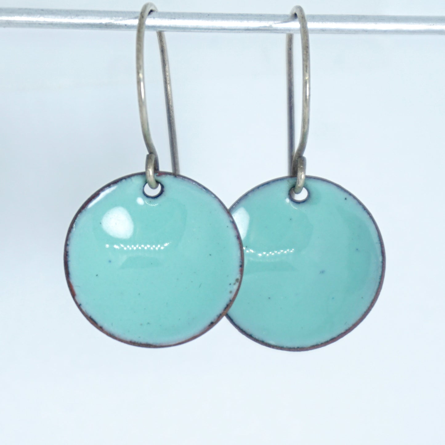 Seafoam Green Enamel Disc Earrings