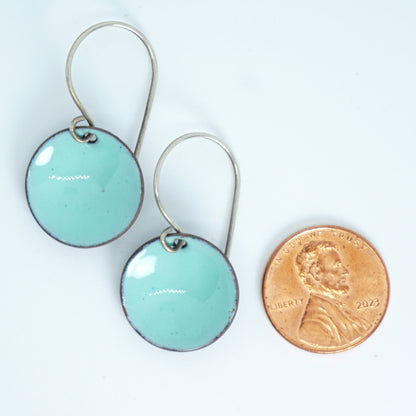 Seafoam Green Enamel Disc Earrings