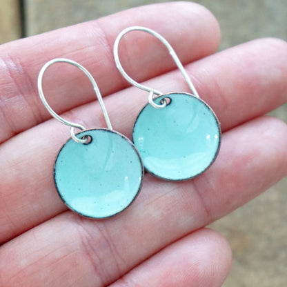 Robin's Egg Blue Enamel Disc Earrings