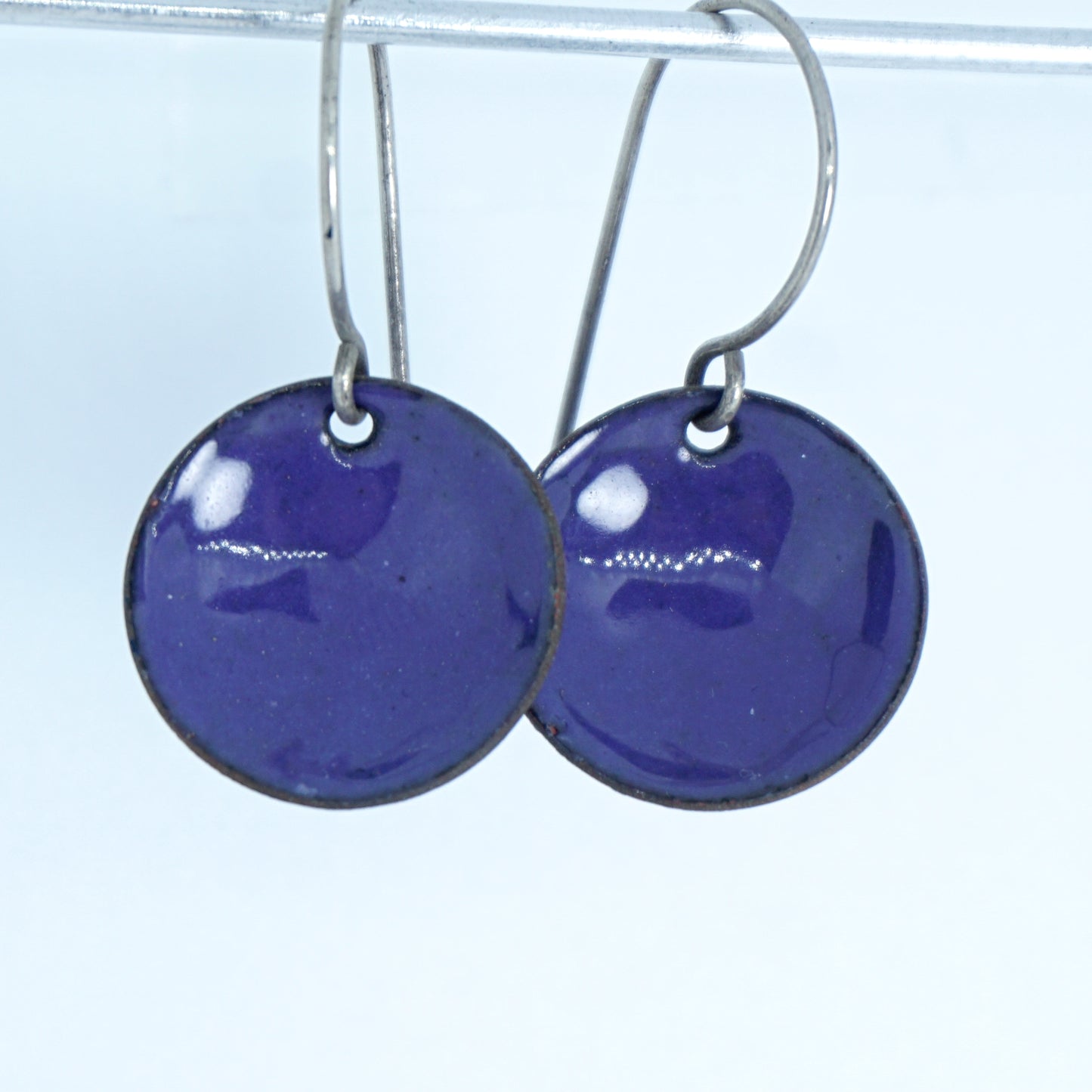 Purple Enamel Disc Earrings