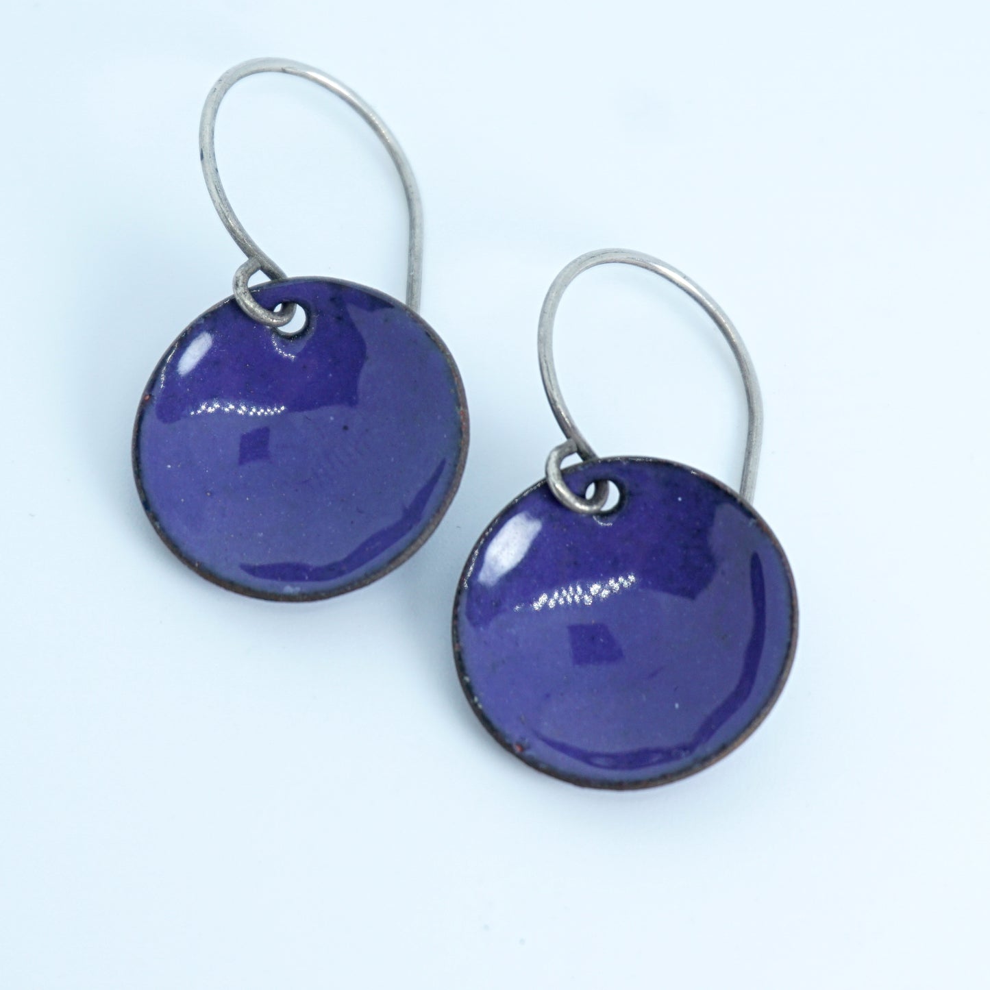 Purple Enamel Disc Earrings