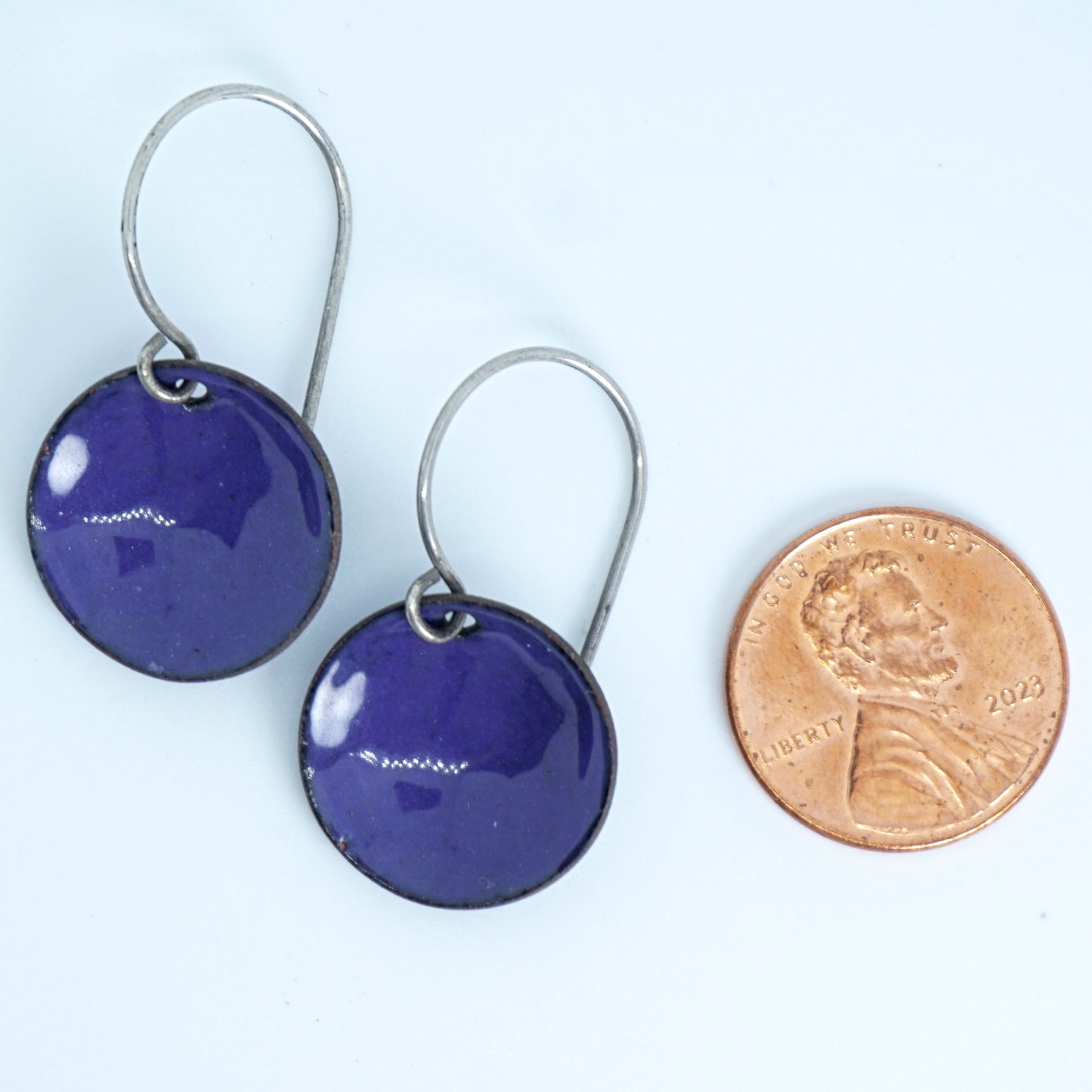 Purple Enamel Disc Earrings