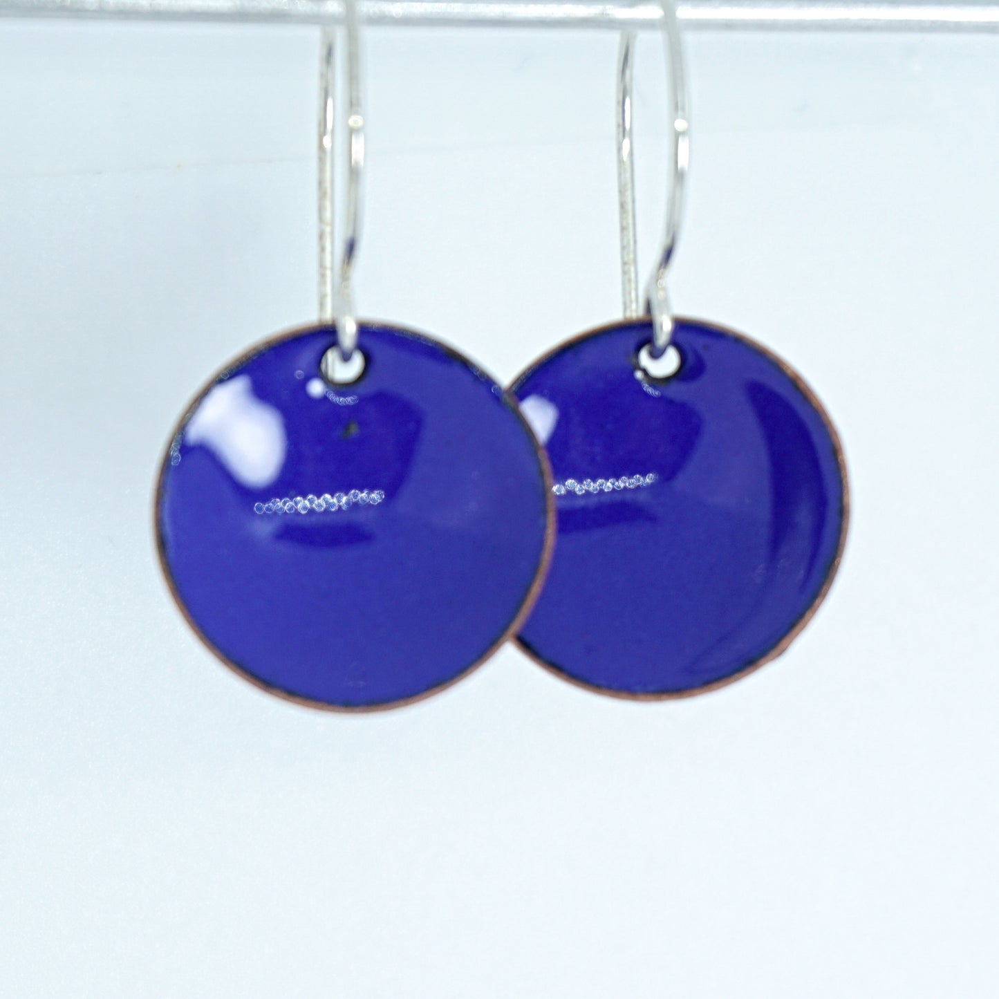 Cobalt Blue Enamel Disc Earrings