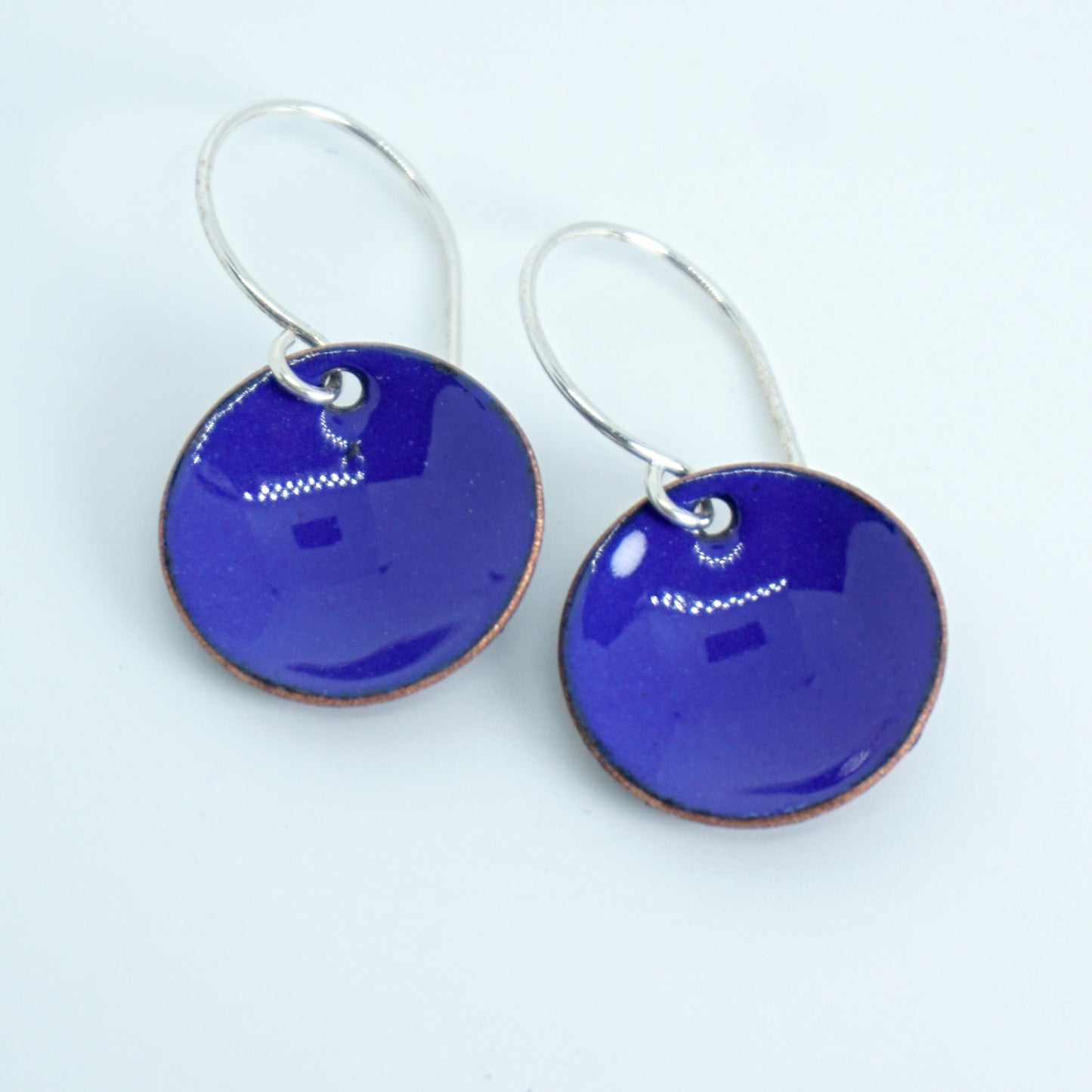 Cobalt Blue Enamel Disc Earrings