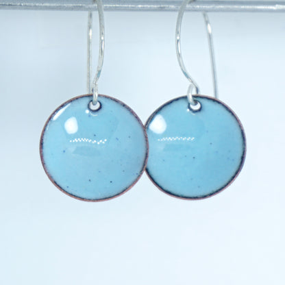 Light Blue Enamel Disc Earrings