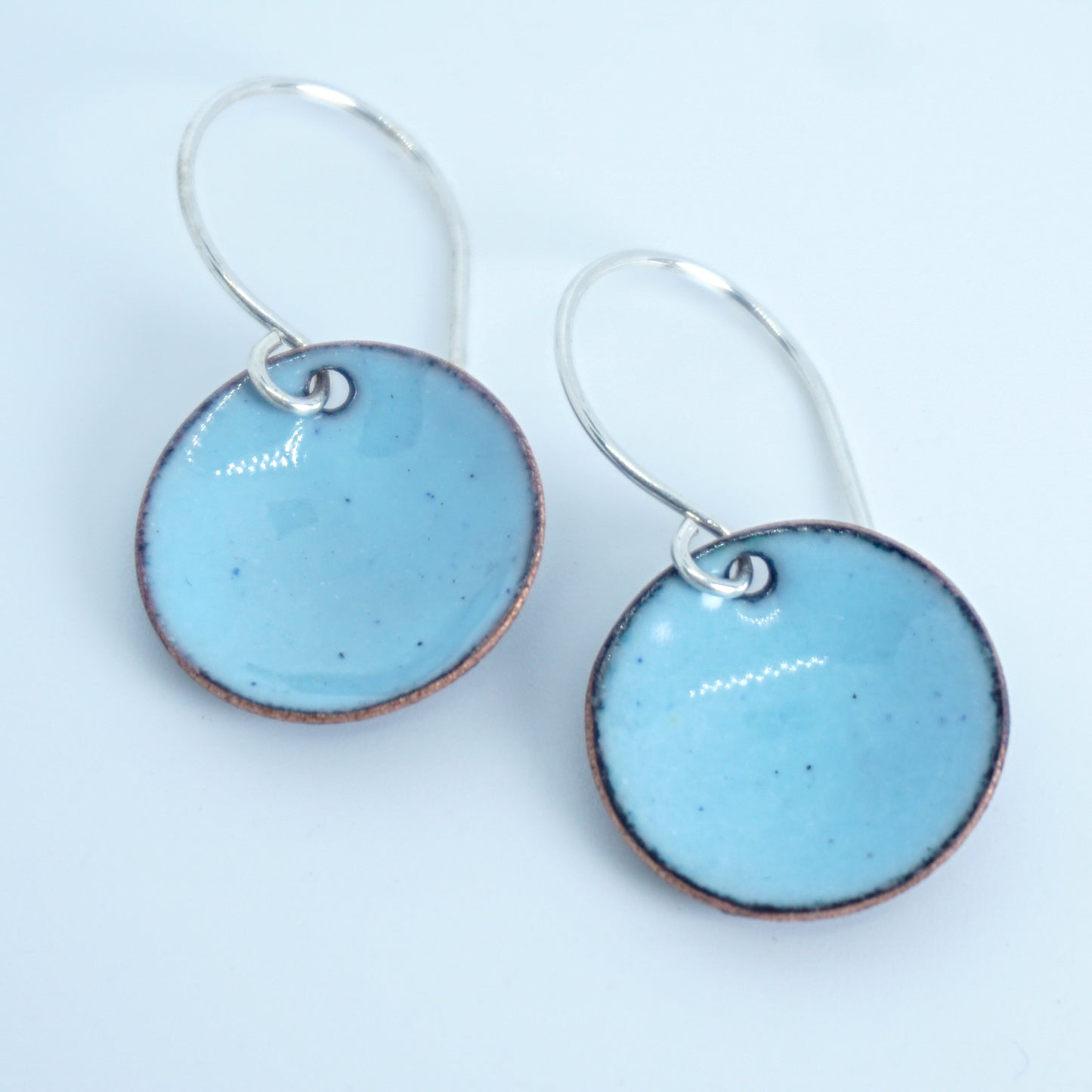 Light Blue Enamel Disc Earrings